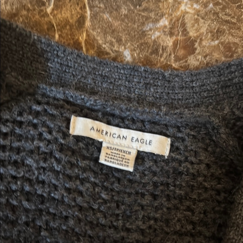 Women's Dark Grey Cropped Cardigan Sweater - Picture 3 of 3